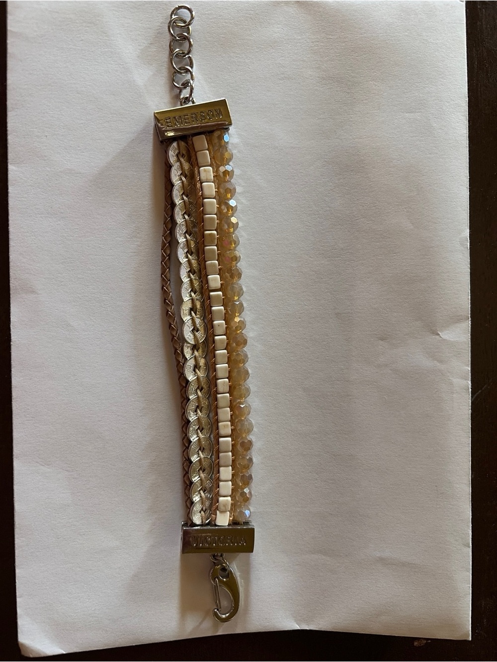 Victoria Emerson Multi-Row Neutral Beaded & Braided Bracelet